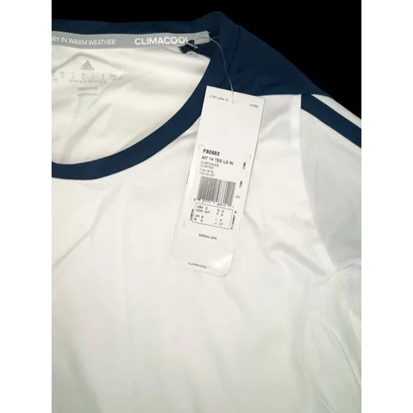 Adidas ClimaCool Long Sleeve Tee Women’s Size S White/Navy NWT Athletic Shirt - Picture 5 of 5